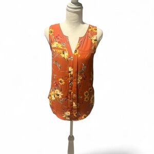 Orange Floral V-Neck Sleeveless Cami bojo/western aesthetic
